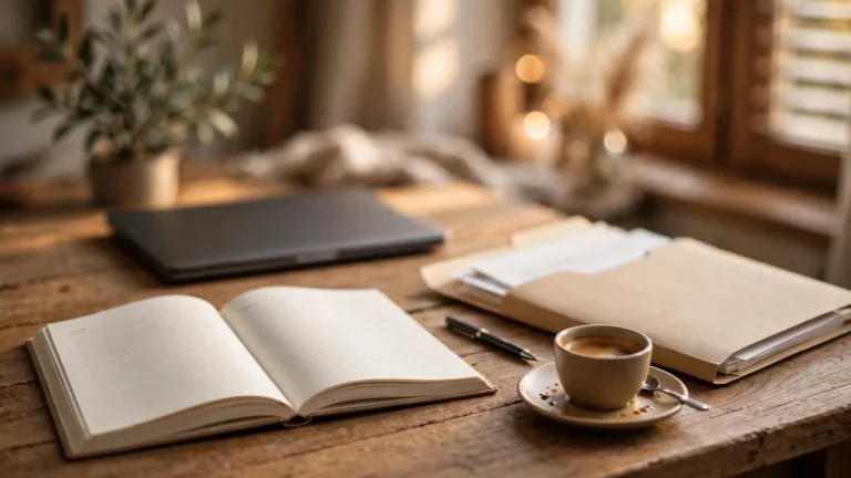 Camgirl tasse in Italia: agenda, documenti e caffè sulla scrivania per partita IVA e dichiarazione dei redditi