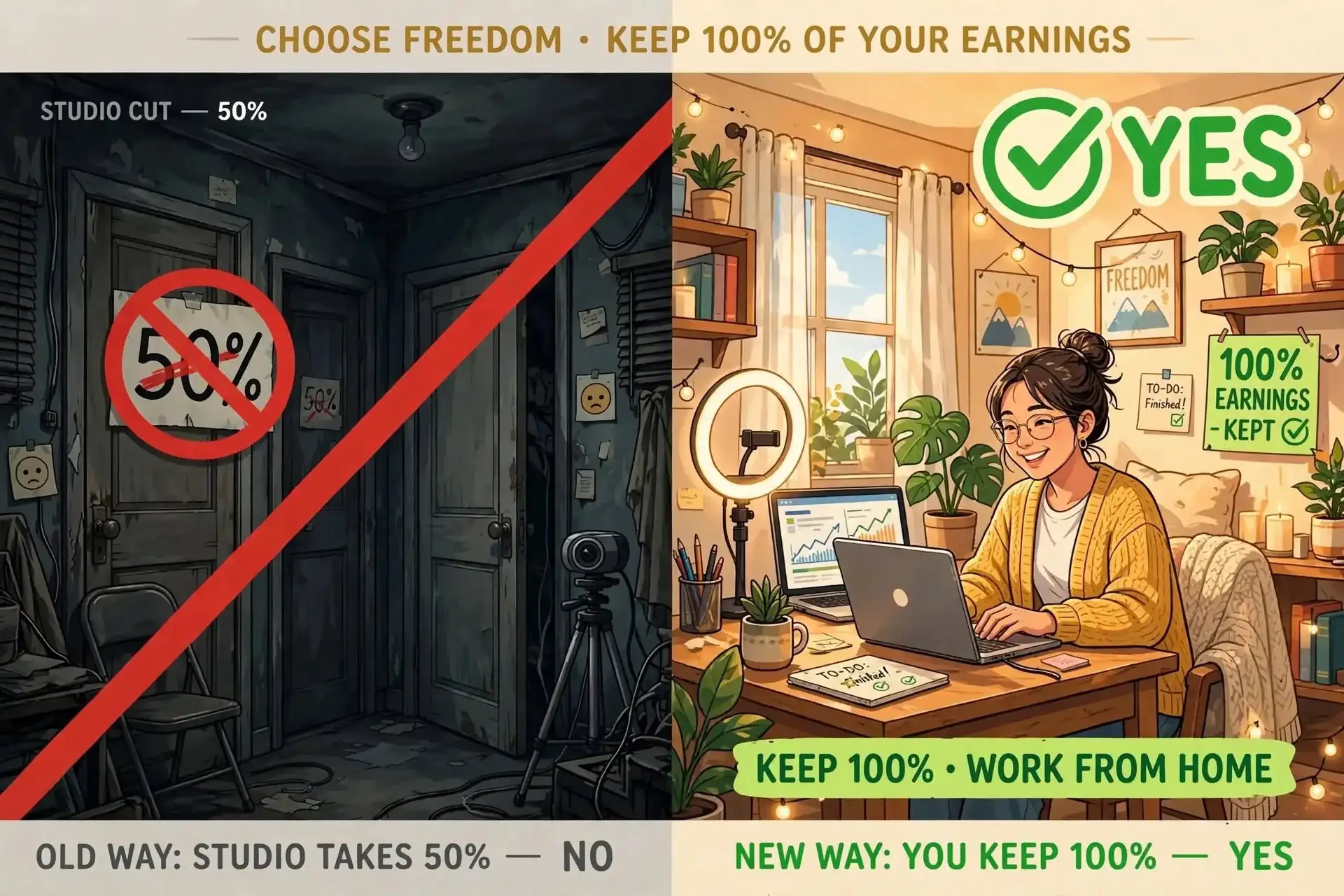 No a estudios webcam que quitan 50% Si a trabajar desde casa y quedarte con el 100% Colombia