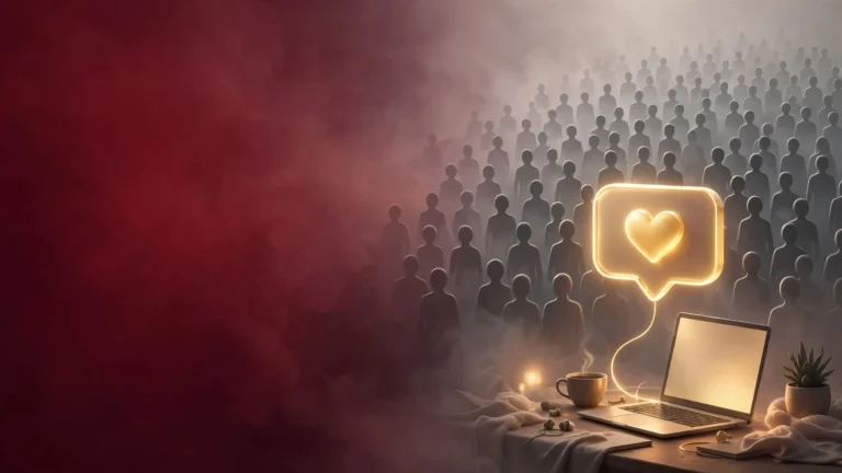 Pocos usuarios pero buenos: una multitud gris de mirones y un solo usuario representado por un corazón dorado conectado a la laptop en privado