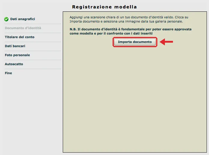 Cadastro na StudioHotLine: envio do documento com Importa documento